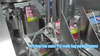 Máquina envasadora de bolsas prefabricadas para salsa, máquina envasadora de bolsas planas de cuatro lados